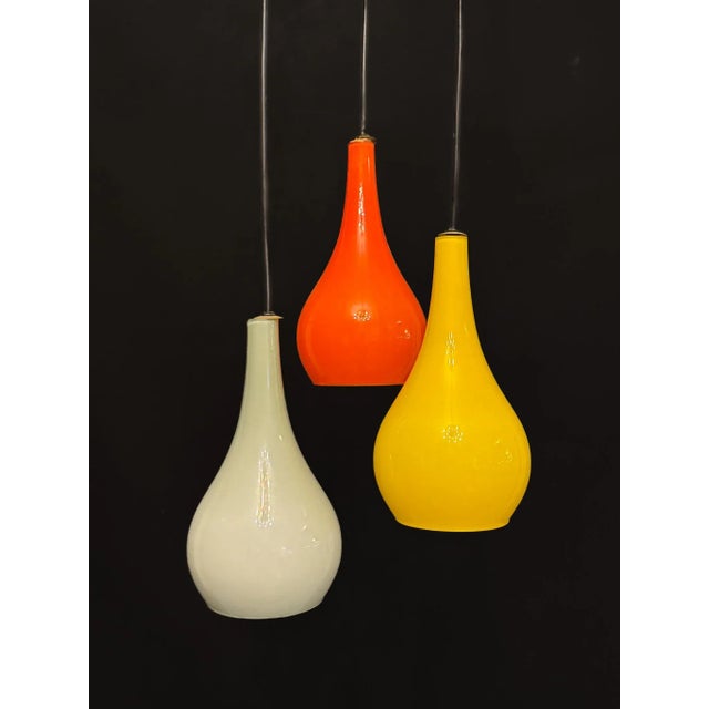 Mid-Century Modern Italian Pendant with Glass Shades from Stilux Milano, 1960s For Sale - Image 7 of 11
