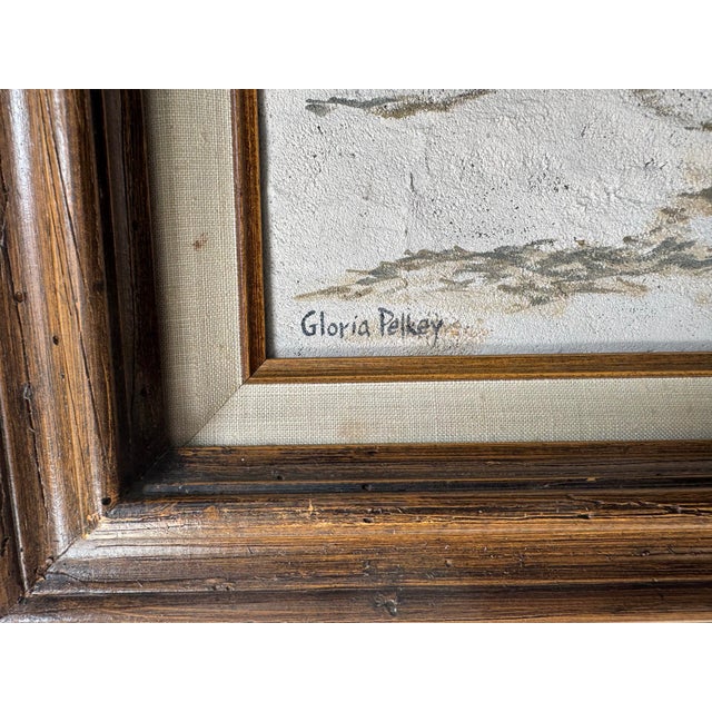 Brown 1970’s Gloria Pelkey Mixed Media Coastal Impressionist Landscape Oil Painting, Framed For Sale - Image 8 of 12