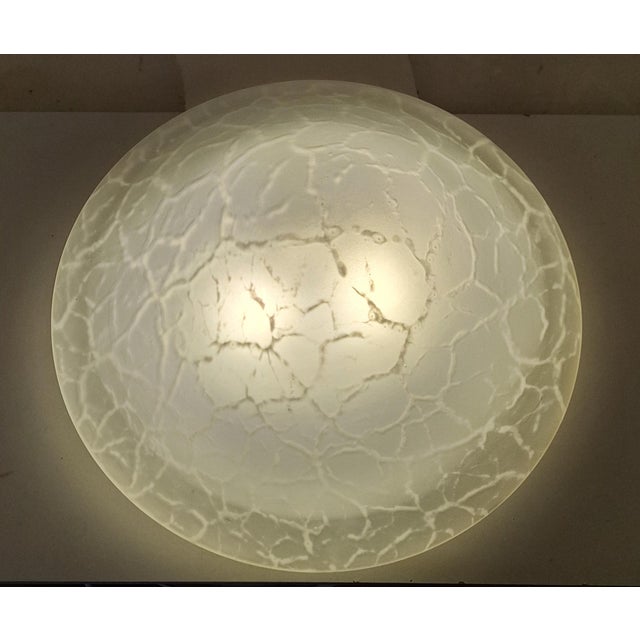 1980s Vintage Ceiling Lamp with Black Metal Bracket and Curved White Marbled Glass Shade by Teka-Leuchten, 1980s For Sale - Image 5 of 9
