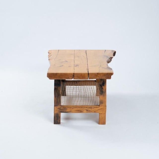 Mid-Century Modern Oak Coffee Table with Lower Rope Shelf, 1970s For Sale - Image 3 of 18