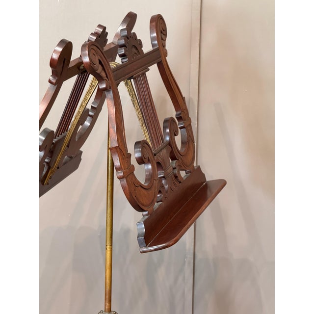 Mid 19th Century American Mahogany and Brass Lyre-Form Duet Stand For Sale - Image 9 of 10