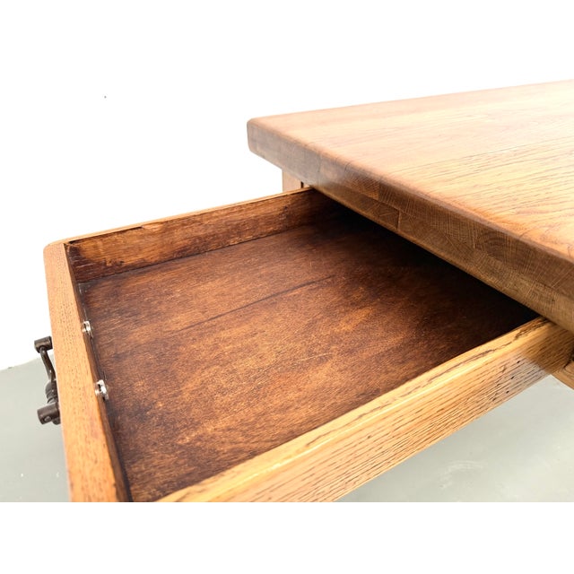 Oak Farmhouse Table with Square Legs and One Drawer, France, 1960s For Sale - Image 18 of 18