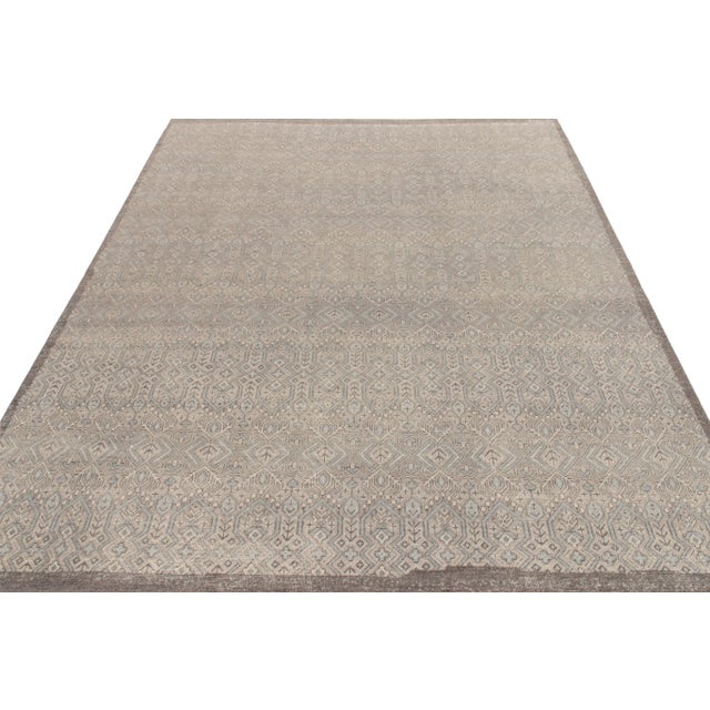 Traditional Hand-Knotted Distressed Style Rug, Gray, Blue Geometric Pattern by Rug & Kilim For Sale - Image 3 of 6