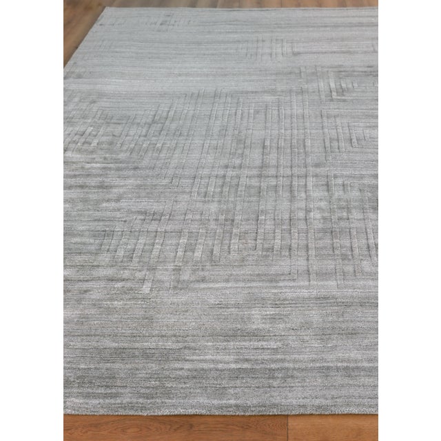 Transitional Exquisite Rugs Castelli Handmade Bamboo Silk & Cotton Gray Rug-10'X14' For Sale - Image 3 of 7