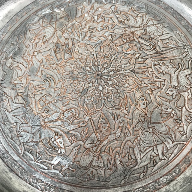 Antique Persian Etched Tinned Copper Plate Chairish