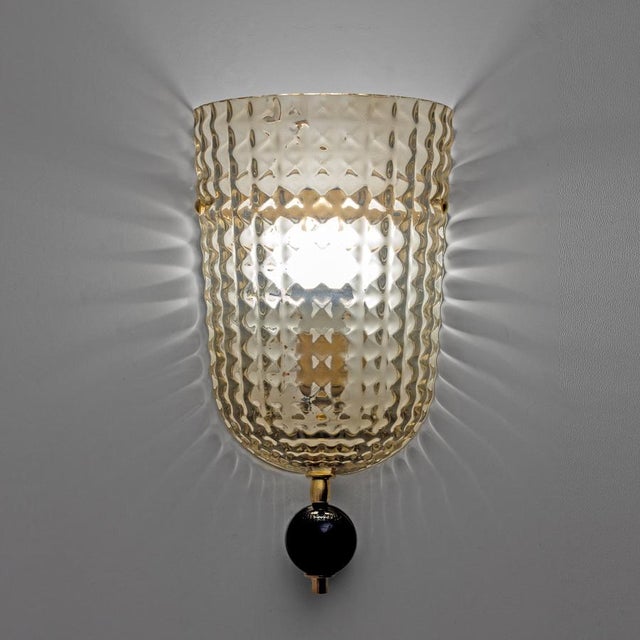Italian Modern Murano Glass Textured Wall Sconces, 2000, Set of 2 For Sale - Image 9 of 10
