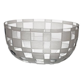 Carlo Moretti Milleriquadri Clear Glass Murano Hand Etched Vase For Sale