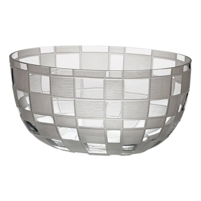 Carlo Moretti Milleriquadri Clear Glass Murano Hand Etched Vase For Sale