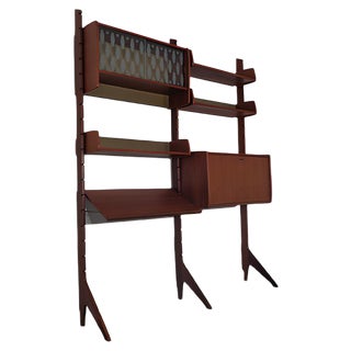 Ergo Teak Wall Shelving Unit by John Texmon Einar Blindheim for Blindheim, Norway, 1950s, Set of 9 For Sale