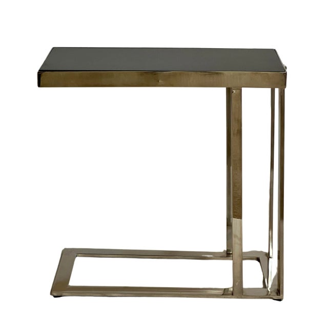 Late 20th Century 20th Century Flat Bar Chrome and Black Marble Top Cantilever Side Tables, Pair For Sale - Image 5 of 10
