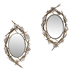 Pair of Wall Mirrors With Quartz Crystals by Füssinger & Wolff, Munich, 2007