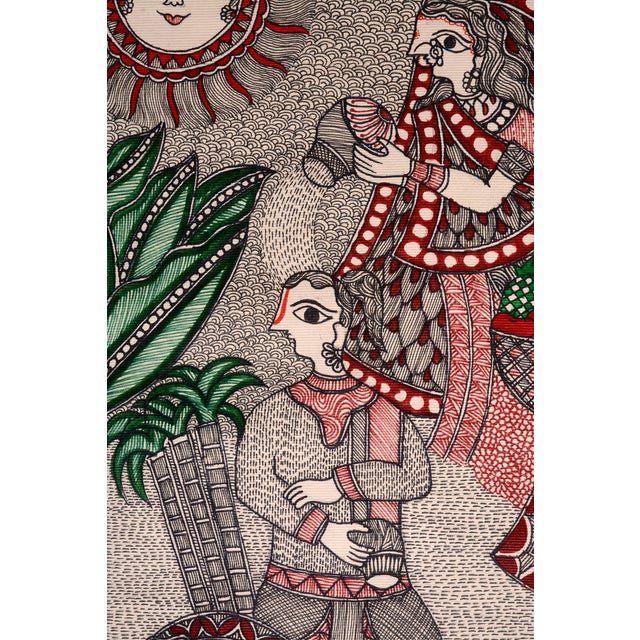 Celebrate the rich heritage of Indian folk art with this beautiful, hand-painted Madhubani painting by Mamta Devi,...