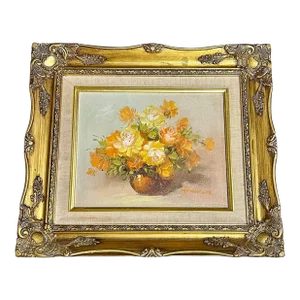 Mid 20th Century Original, Signed, Robert Cox, Floral/Botanical Still Life Bouquet, Oil Painting on Canvas