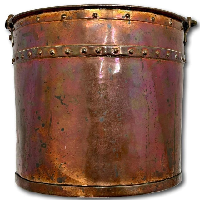 Outstanding & Rare Large Antique American Hand Wrought Heavy Solid Copper Farm Utility Pail - Bucket Dated 1849 For Sale - Image 9 of 18