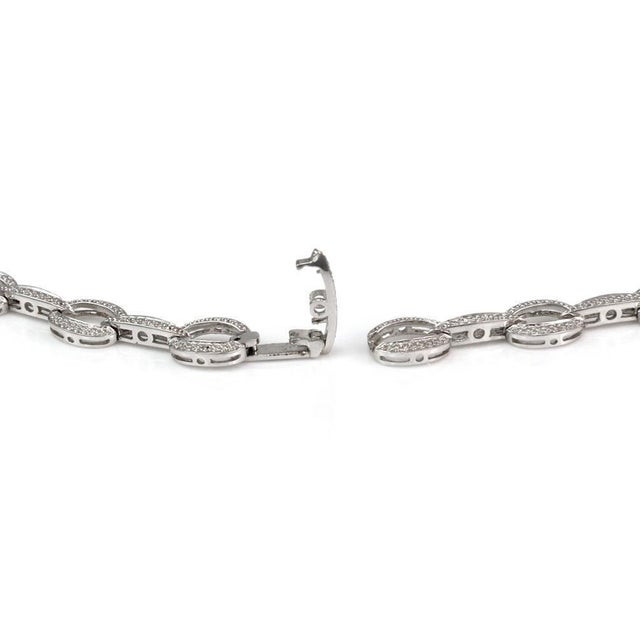 14k White Gold 1.00ct Diamond Pearls Fancy Necklace For Sale In Miami - Image 6 of 6