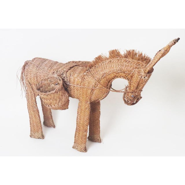 Wood Spanish Hand-Woven Wicker Donkey, 1950s For Sale - Image 7 of 15