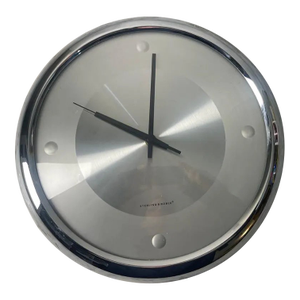 Vintage Sterling & Noble Stainless Steel and Chrome Minimalist Wall Clock | Black Hands | Modern Design