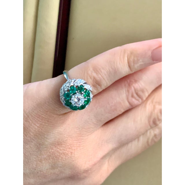 Antique Victorian Emerald and Solitaire Diamond Ring in Platinum Estate For Sale - Image 13 of 18
