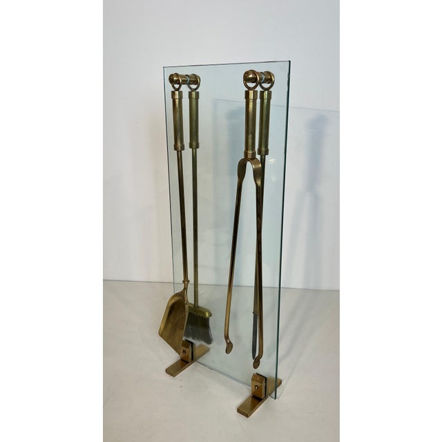 Design/One Glass and Brass Fireplace Tools For Sale - Image 11 of 12