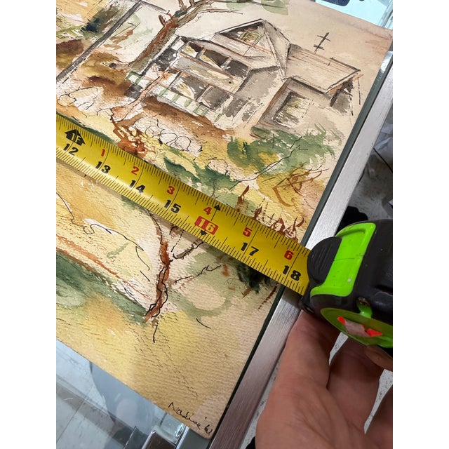 Paint Signed Original Watercolor 12x18 Dated 1961 For Sale - Image 7 of 8