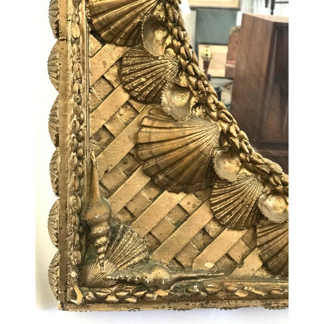 Vintage Coastal Beach Chic Hollywood Regency Shell Wall Mirror For Sale In Providence - Image 6 of 7
