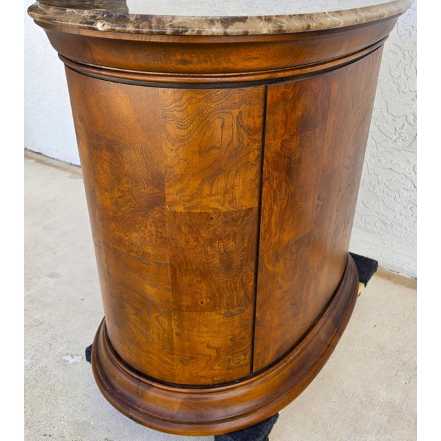 Thomasville Elysse Marble Top Accent Bar Cabinet Center End Table Burl Finish For Sale - Image 9 of 15