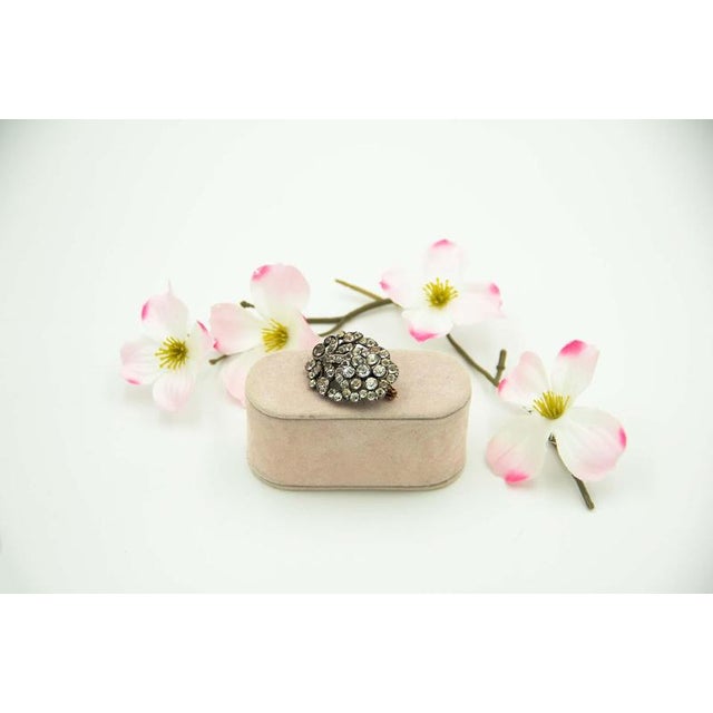 Silver Brooch with Rhinestones For Sale - Image 3 of 3