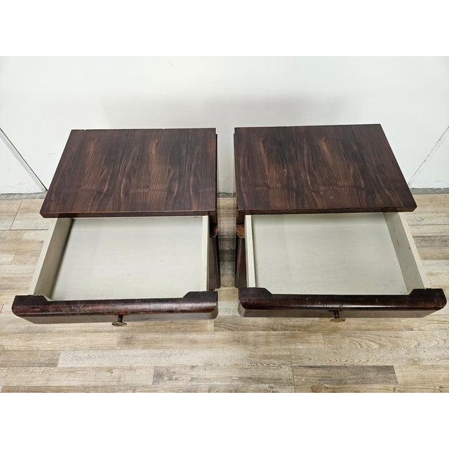 Art Deco Oak Burl Bedside Tables, 1950, Set of 2 For Sale - Image 10 of 18