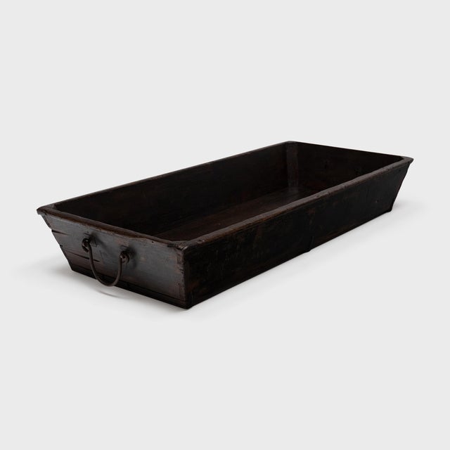 This antique wooden tub is an early 20th-century Chinese field bin, used on a provincial farm for gathering harvests or as...
