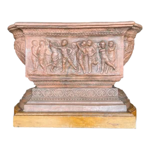 19th Century Terracotta Planter Centerpiece with Dancing Cherub