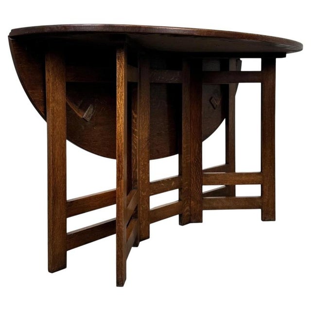 Antique Early 20th Century Arts and Crafts Oak Gateleg Side Table For Sale - Image 4 of 12