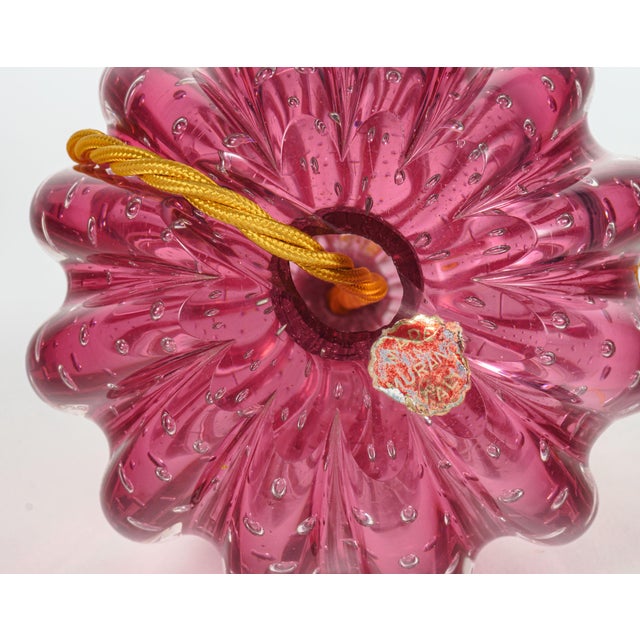 Vintage Pink Bullicante Murano Glass Table Lamps by Archimede Seguso, 1960s, Set of 2 For Sale - Image 3 of 7