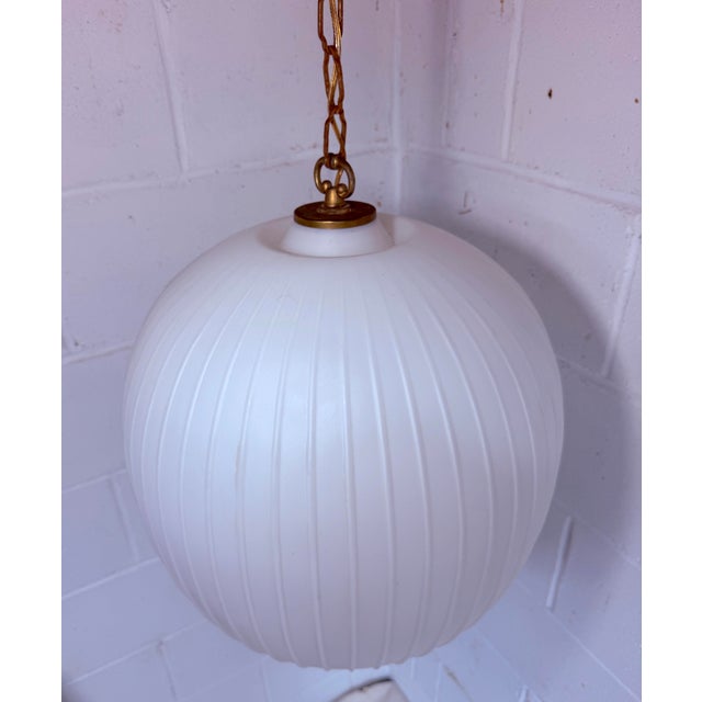 Vintage Mid-Century Modern Bologna Pendant Lamp Aloys F Gangkofner Sphere Opaline Glass 1954 For Sale - Image 10 of 14