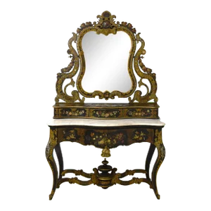 Early 19th Century Mother of Painted Vanity W. Mirror