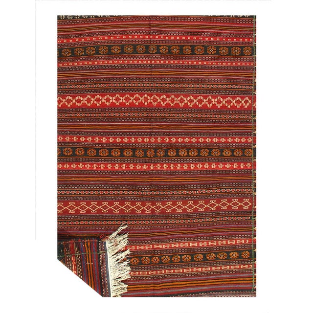 Pasargad DC Red Vintage Reversible Kilim Flat Weave For Sale - Image 4 of 4