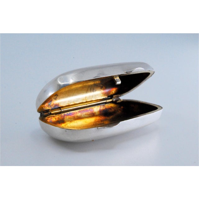 Silver Oval Silver Pill Box with Gilt Interior For Sale - Image 8 of 11