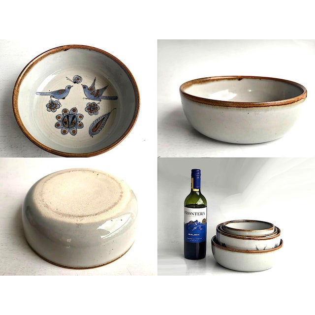 Bitossi Vintage Set of Tonala El Palomar Blue Serving Bowls by Ken Edwards Pottery, 4 Pieces For Sale - Image 4 of 17
