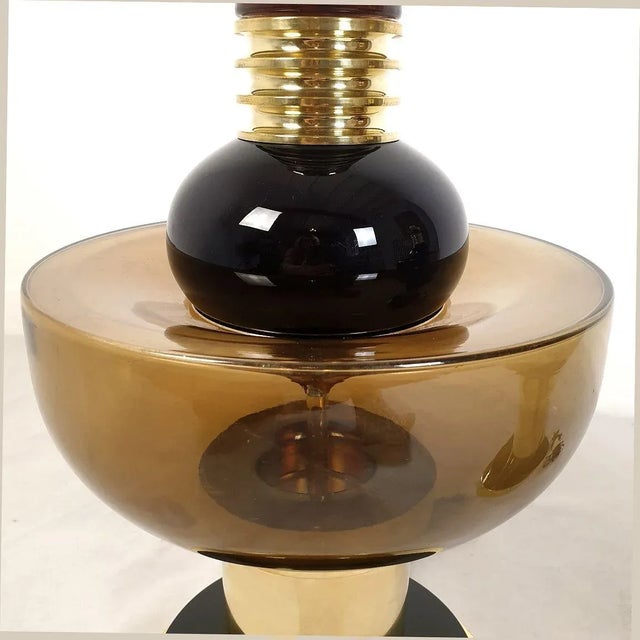 Pair of Mid-Century Modern Murano Glass Lamps 80s For Sale - Image 4 of 9