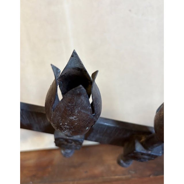 Antique Forged Iron 5-Light Tulip Cup Wall Candle Sconce For Sale - Image 10 of 15