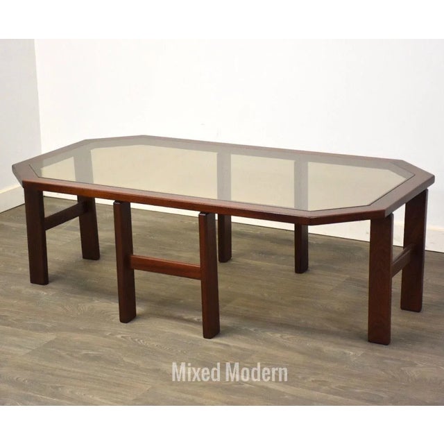 Brown Mahogany & Glass Mid-Century Modern Coffee Table For Sale - Image 8 of 8