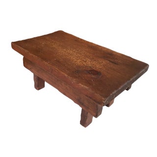 Early 20th Century Antique Handmade Solid Wood Footstool For Sale