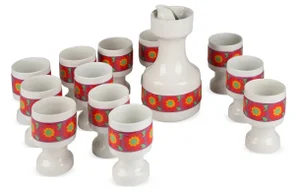 Italian Ceramic Drinking Cups with Pitcher - - Set of13