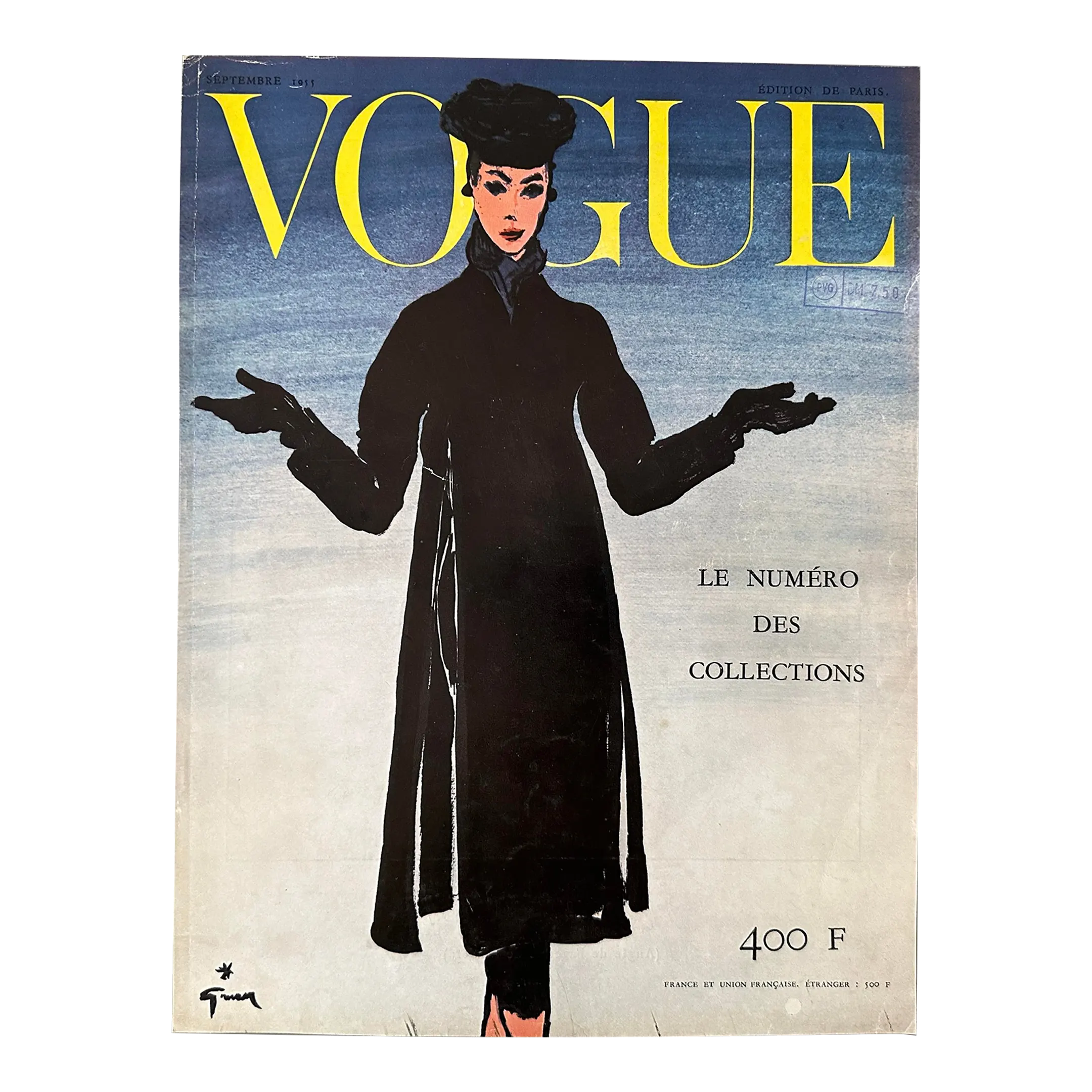 1955 Authentic Vintage Vogue Paris Cover Dated September 1955 by
