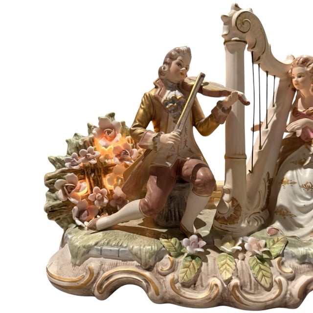 Antique White Vintage Lenwile Ardalt Artware Japan Musical Figurine Lamp & Music Box #7857 For Sale - Image 8 of 10