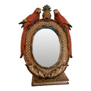 Vintage Parrot Standing Vanity Mirror For Sale