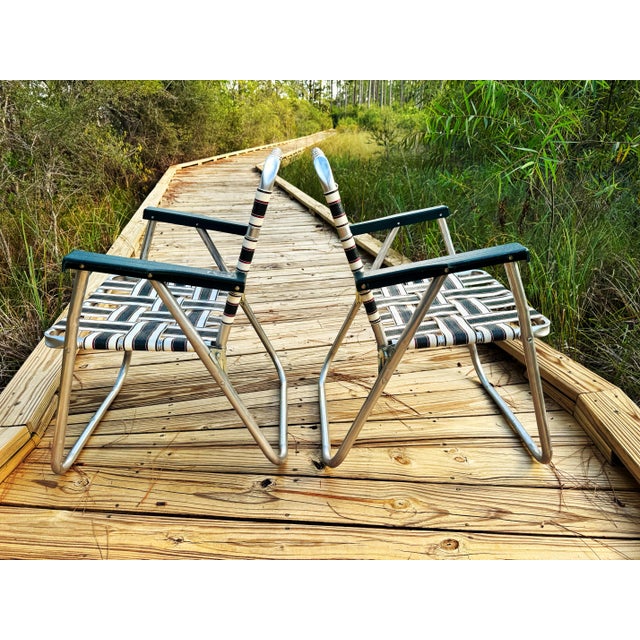 Vintage Rio Backyard Collection Aluminum Webbed Patio Chairs, Pair For Sale - Image 11 of 14