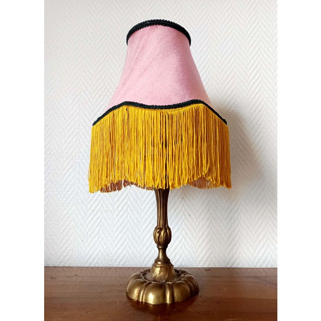 Gold Art Nouveau Lamp with Fringed, 1920s For Sale - Image 8 of 8