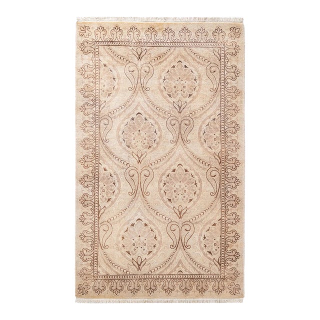 Mogul, One-of-a-Kind Hand-Knotted Area Rug - Ivory, 3' 2" x 5' 1" For Sale