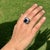 Metal 3.63ct Emerald-Cut Blue Sapphire Diamond Victorian Ring in 18k White Gold Size 4 For Sale - Image 7 of 18