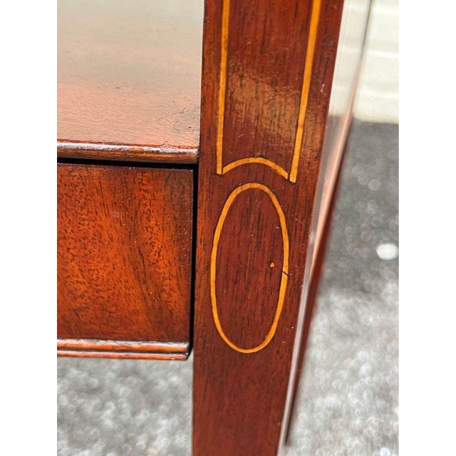 Antique Early 20th Century Federal Style Mahogany Inlaid 2 Tier Side Table. Circa 1930-1940s For Sale In Washington DC - Image 6 of 8